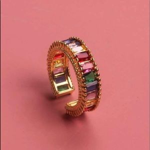 Gemstone Decor Cuff Ring